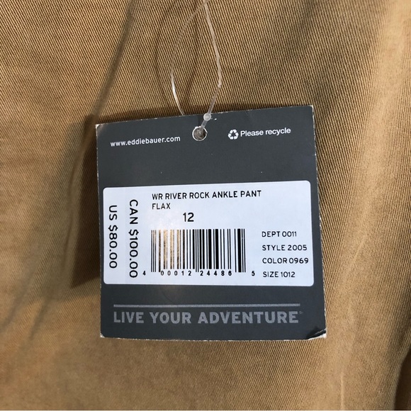 Eddie Bauer Slightly Curvy/Slim Reg 12 NWT WR River Rock Ankle Pant Tan - Picture 3 of 6
